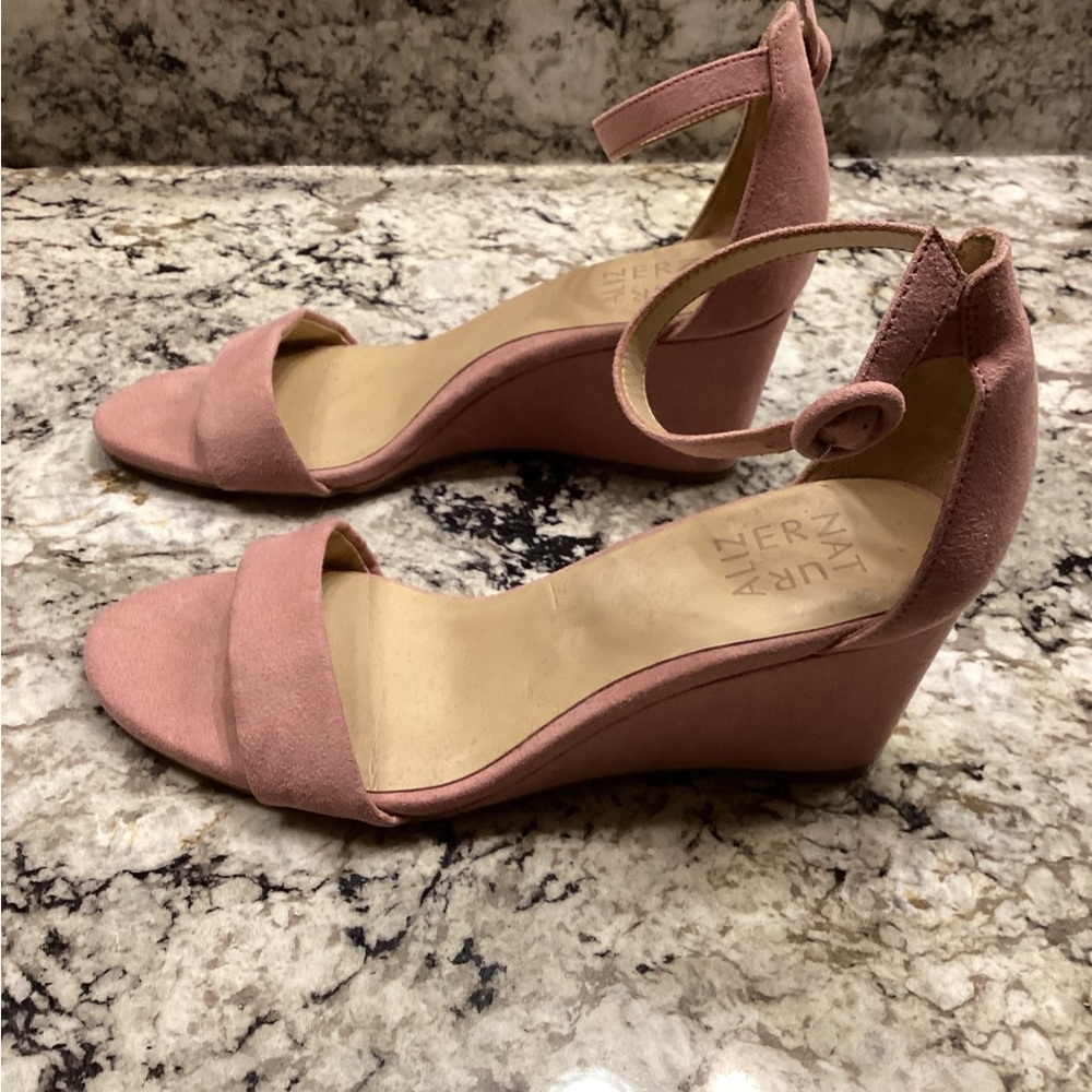 NATURALIZER Womens Pink Padded Adjustable Stretch London Wedge Sandals size 6 - Picture 5 of 9